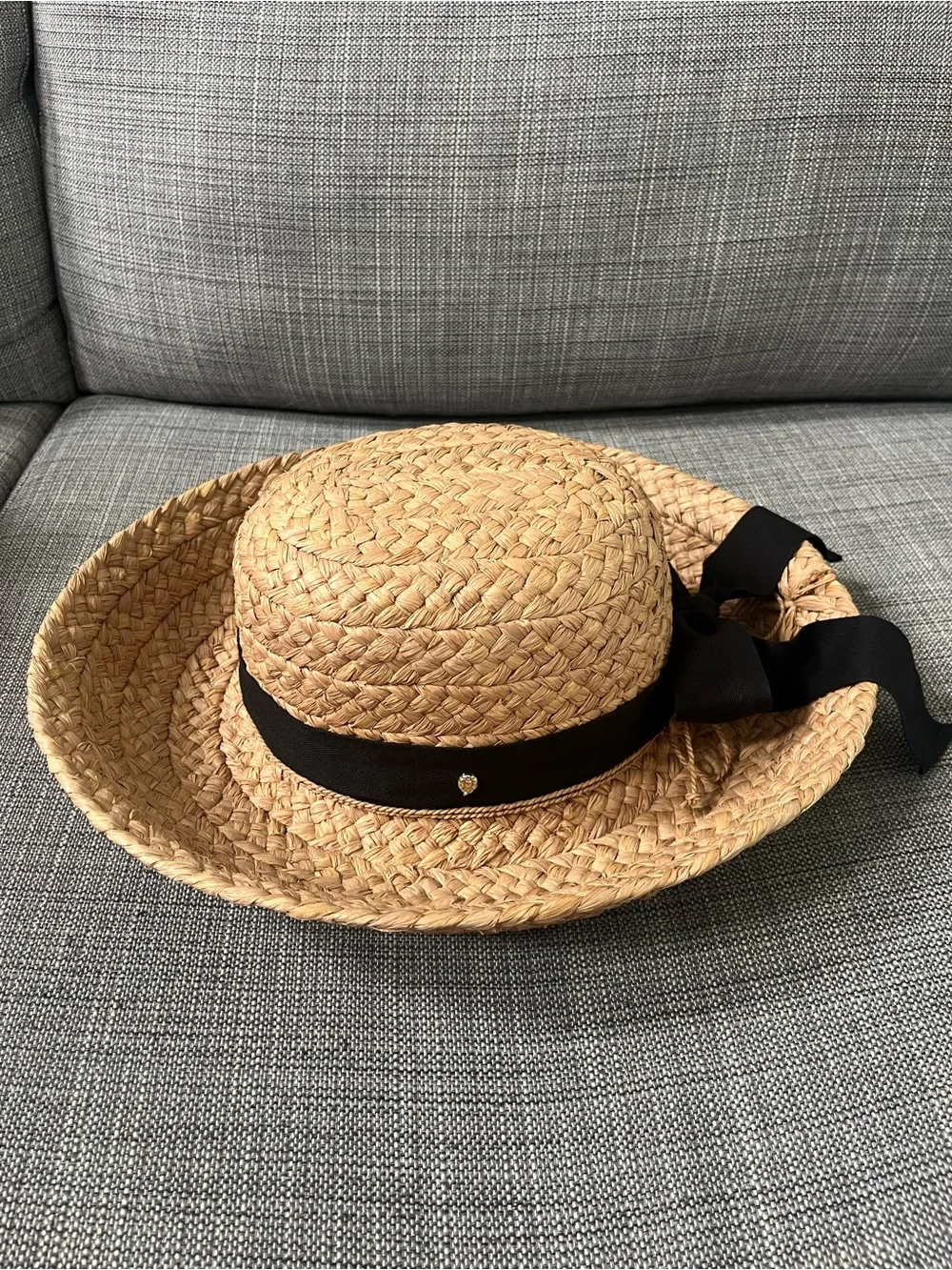 Helen Kaminski Classic 5 Raffia Hat with Black Ribbon